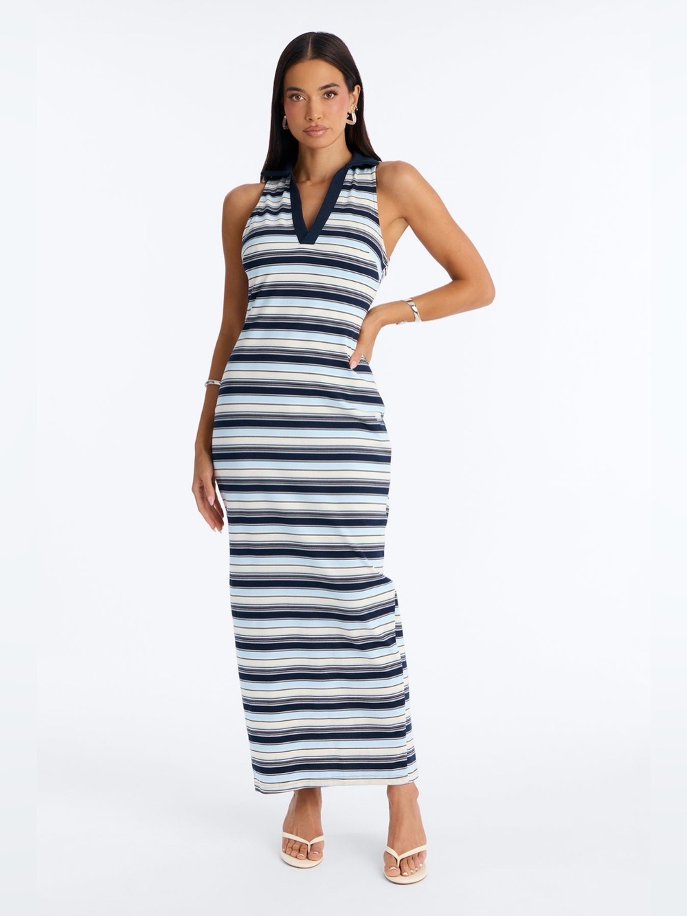 Fashion Nova Sunstruck Striped Maxi Dress - Blue/Combo